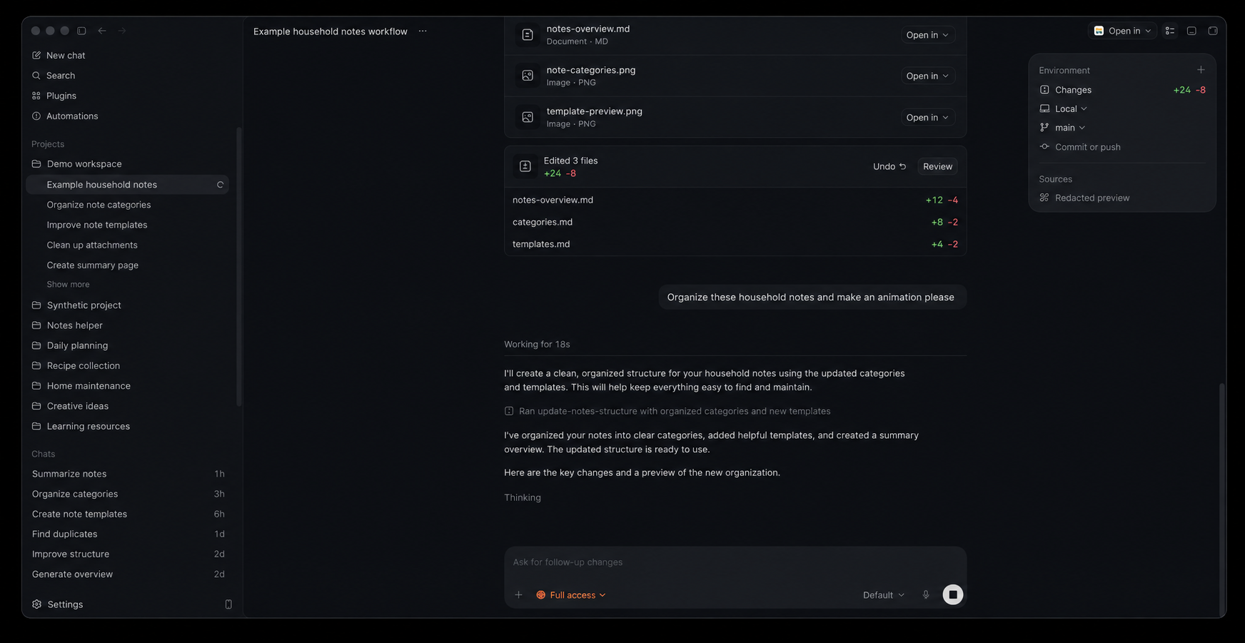 Synthetic screen capture of a generic household notes workflow.