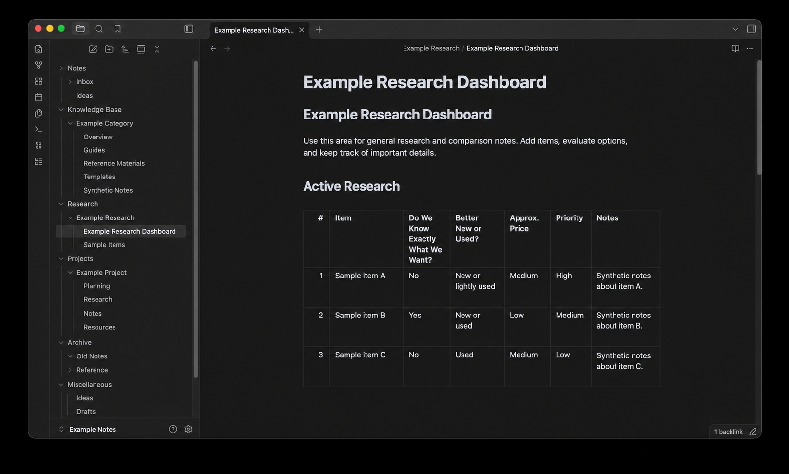 Synthetic screen capture of a generic research dashboard.